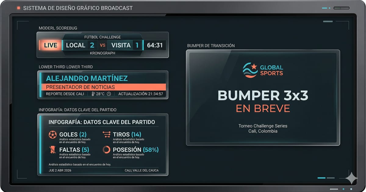 Broadcast graphic design package for sports tournament showing scorebug, lower third and bumper