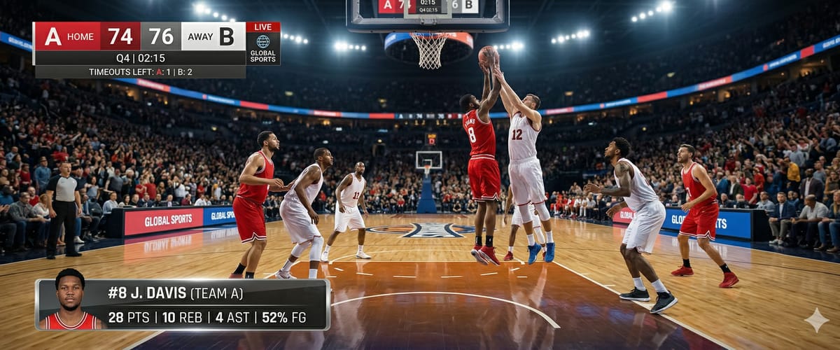 Broadcast graphics for 5x5 basketball